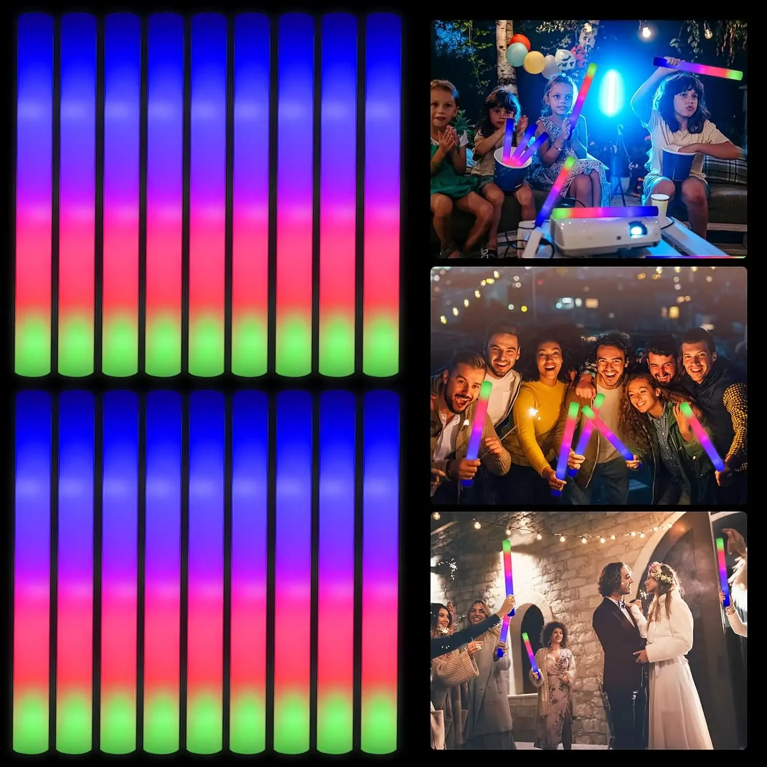 Flashing Led Foam Sticks Party - 50PCS Led Foam Glow Sticks Christmas